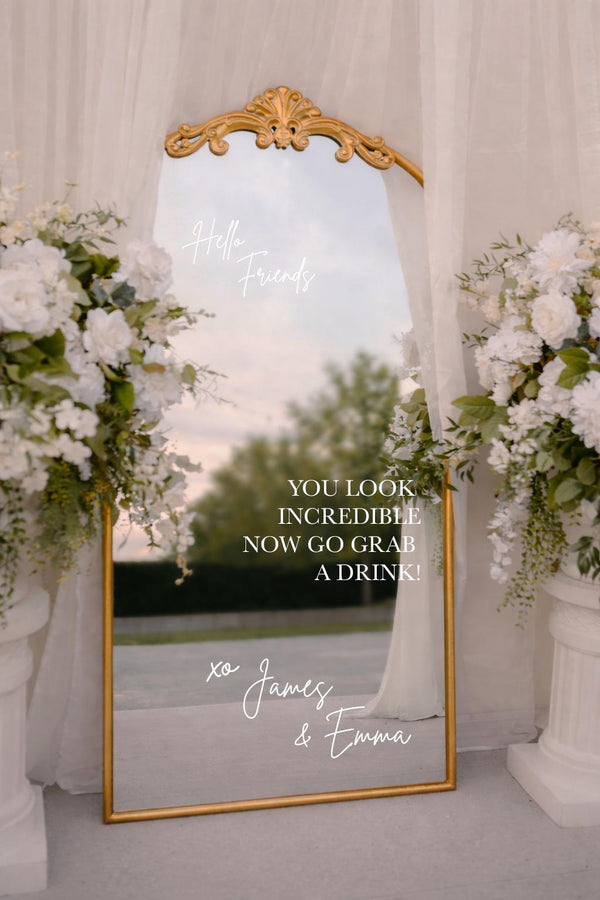 Personalized Wedding Mirror Decal, Custom Welcome Sign for Wedding, Reception Mirror Sign Vinyl