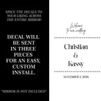 Personalized Wedding Mirror Decal, Custom Welcome Sign for Wedding, Reception Mirror Sign Vinyl