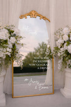 Personalized Wedding Mirror Decal, Custom Welcome Sign for Wedding, Reception Mirror Sign Vinyl